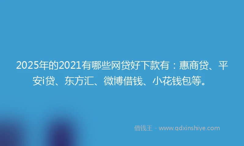 2025年的2021有哪些网贷好下款有：惠商贷、平安i贷、东方汇、微博借钱、小花钱包等。