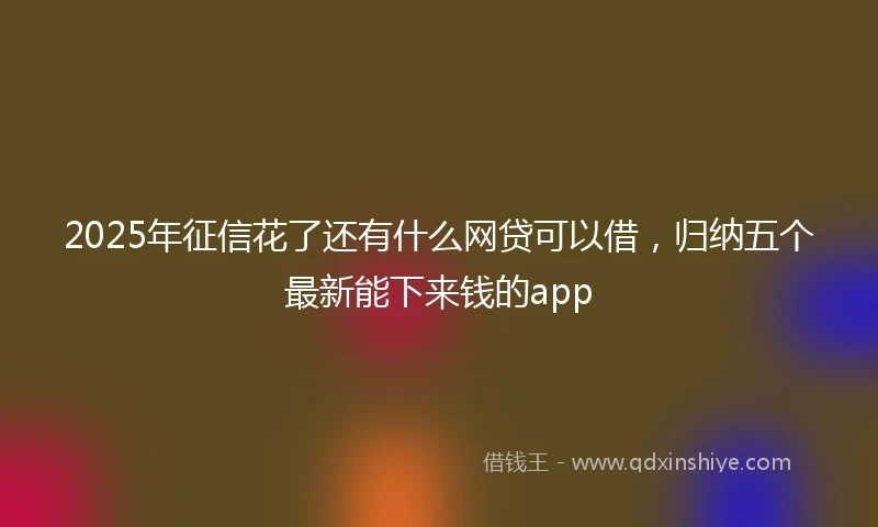 2025年征信花了还有什么网贷可以借，归纳五个最新能下来钱的app