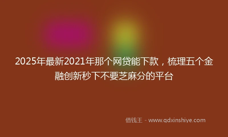 2025年最新2021年那个网贷能下款，梳理五个金融创新秒下不要芝麻分的平台