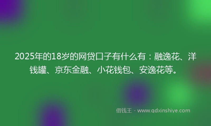 2025年的18岁的网贷口子有什么有：融逸花、洋钱罐、京东金融、小花钱包、安逸花等。