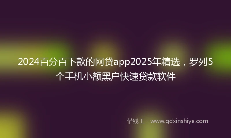 2024百分百下款的网贷app2025年精选，罗列5个手机小额黑户快速贷款软件