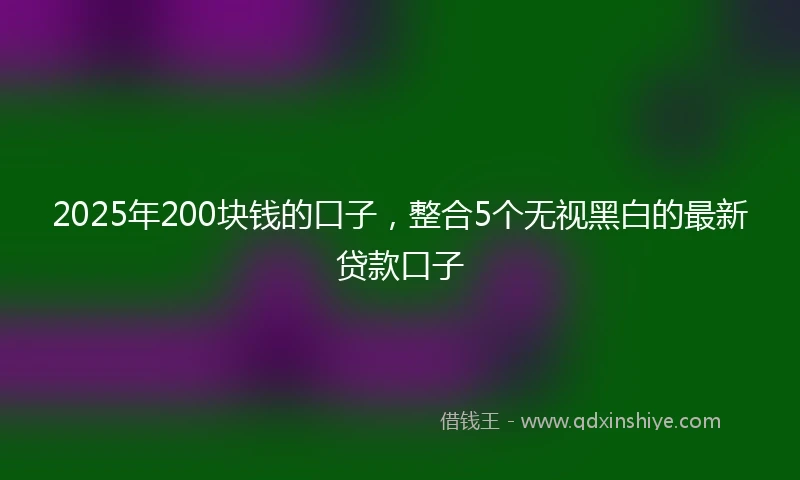 2025年200块钱的口子，整合5个无视黑白的最新贷款口子