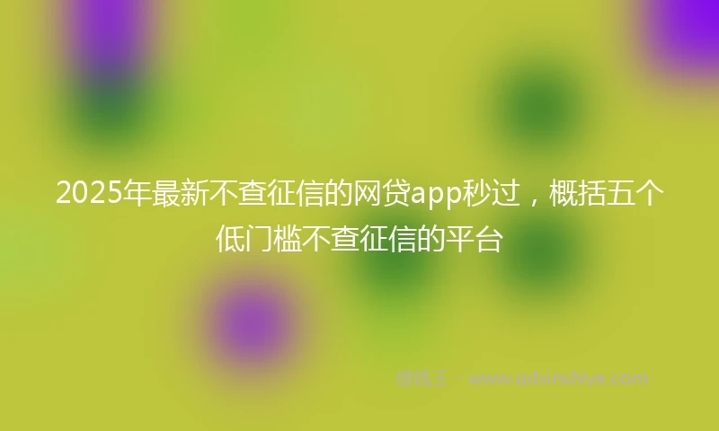 2025年最新不查征信的网贷app秒过，概括五个低门槛不查征信的平台