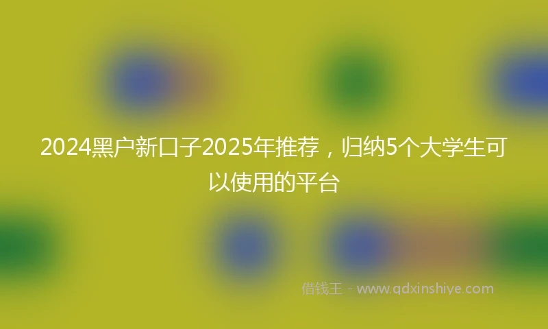 2024黑户新口子2025年推荐，归纳5个大学生可以使用的平台