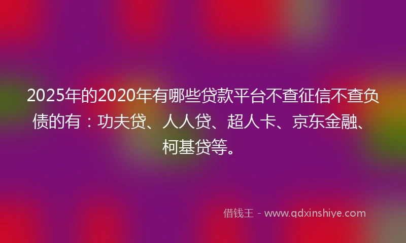 2025年的2020年有哪些贷款平台不查征信不查负债的有：功夫贷、人人贷、超人卡、京东金融、柯基贷等。