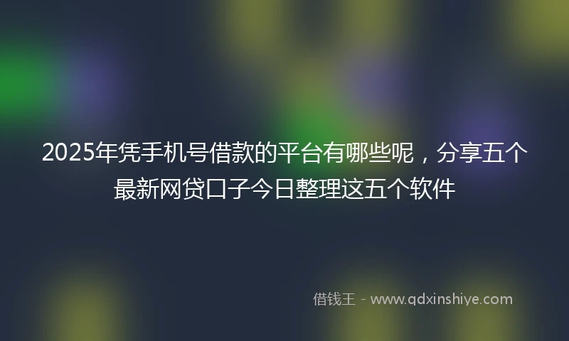 2025年凭手机号借款的平台有哪些呢，分享五个最新网贷口子今日整理这五个软件