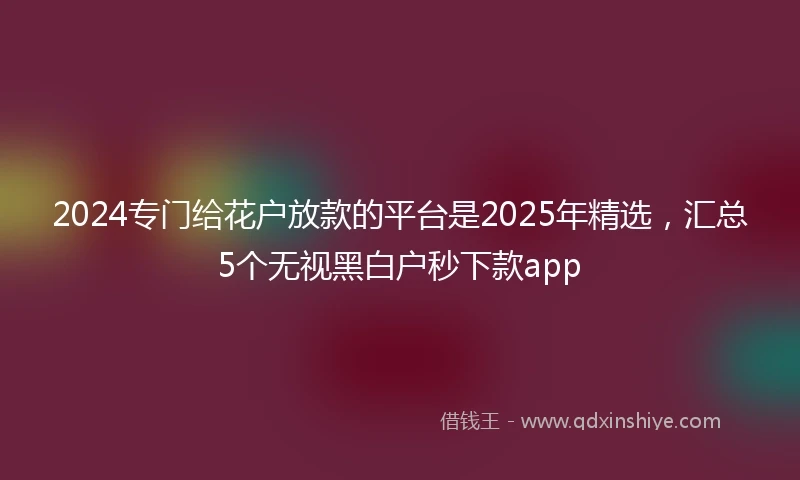 2024专门给花户放款的平台是2025年精选，汇总5个无视黑白户秒下款app