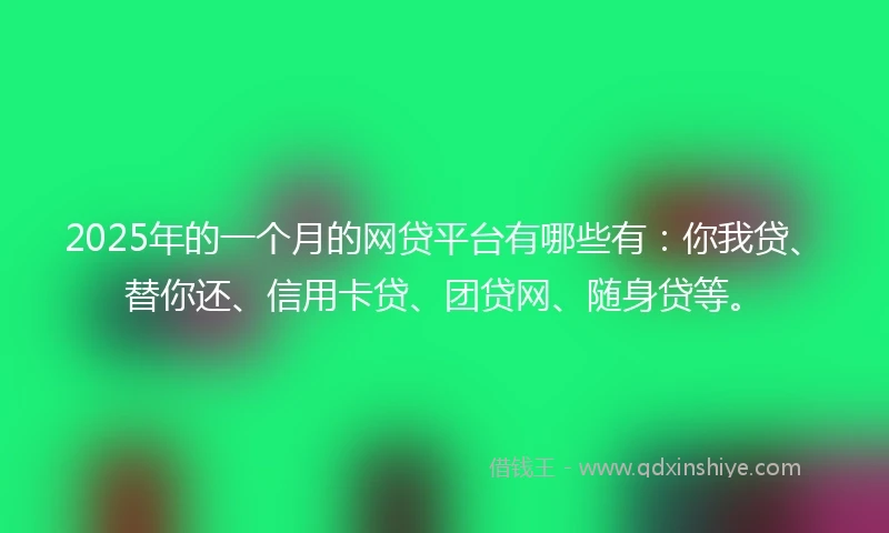 2025年的一个月的网贷平台有哪些有：你我贷、替你还、信用卡贷、团贷网、随身贷等。