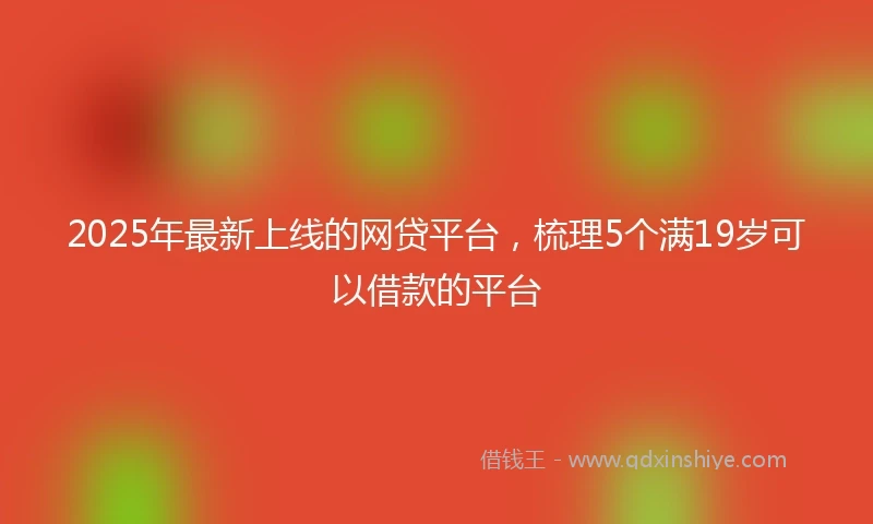 2025年最新上线的网贷平台，梳理5个满19岁可以借款的平台