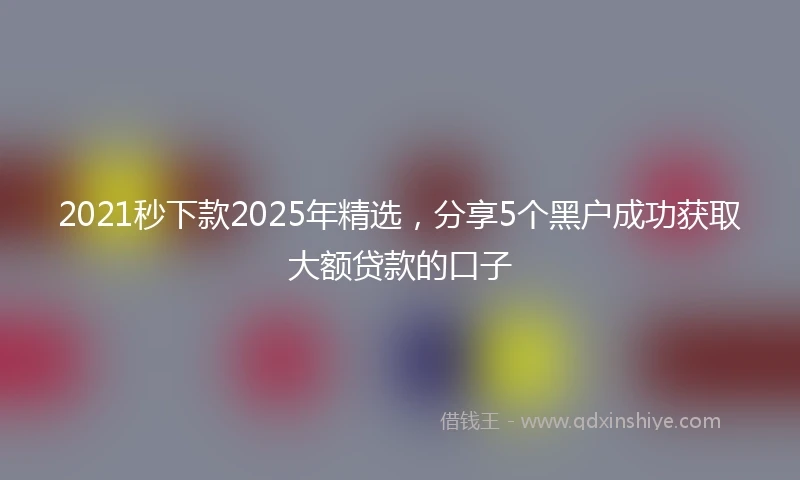 2021秒下款2025年精选，分享5个黑户成功获取大额贷款的口子