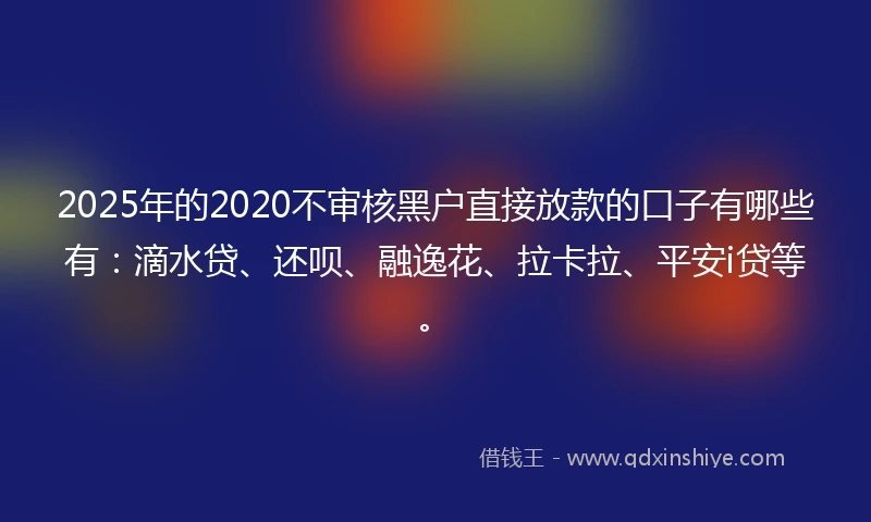2025年的2020不审核黑户直接放款的口子有哪些有：滴水贷、还呗、融逸花、拉卡拉、平安i贷等。