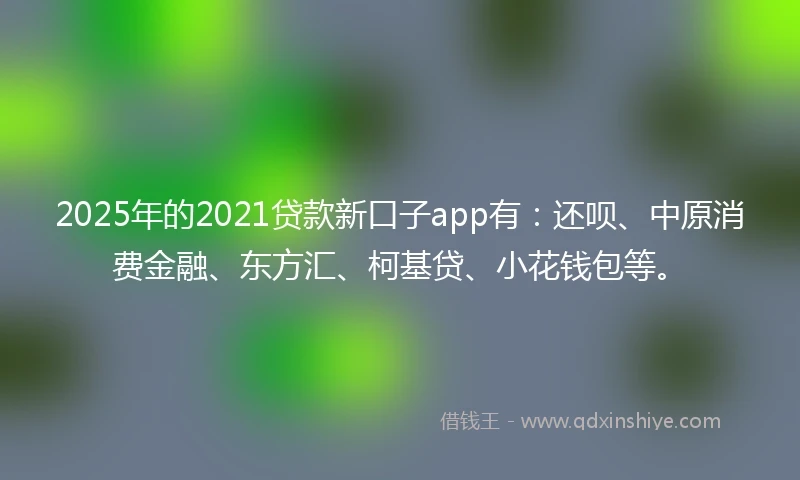 2025年的2021贷款新口子app有：还呗、中原消费金融、东方汇、柯基贷、小花钱包等。