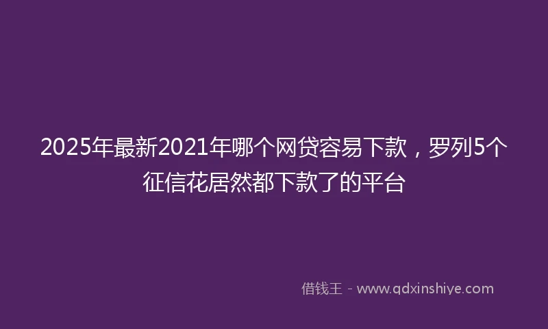 2025年最新2021年哪个网贷容易下款，罗列5个征信花居然都下款了的平台