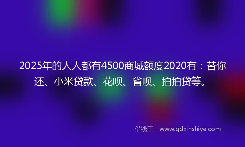 2025年的人人都有4500商城额度2020有：替你还、小米贷款、花呗、省呗、拍拍贷等。