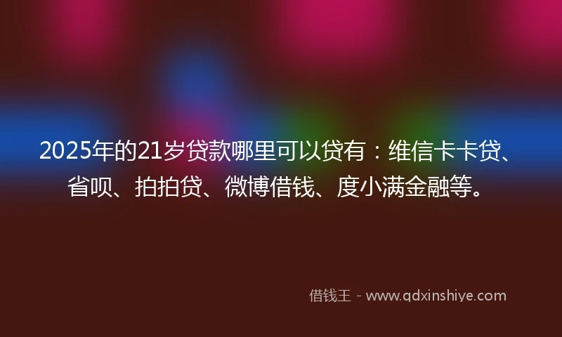 2025年的21岁贷款哪里可以贷有：维信卡卡贷、省呗、拍拍贷、微博借钱、度小满金融等。