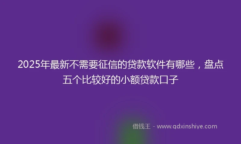 2025年最新不需要征信的贷款软件有哪些，盘点五个比较好的小额贷款口子