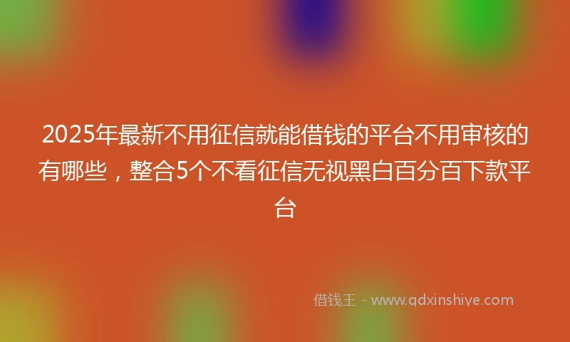 2025年最新不用征信就能借钱的平台不用审核的有哪些，整合5个不看征信无视黑白百分百下款平台