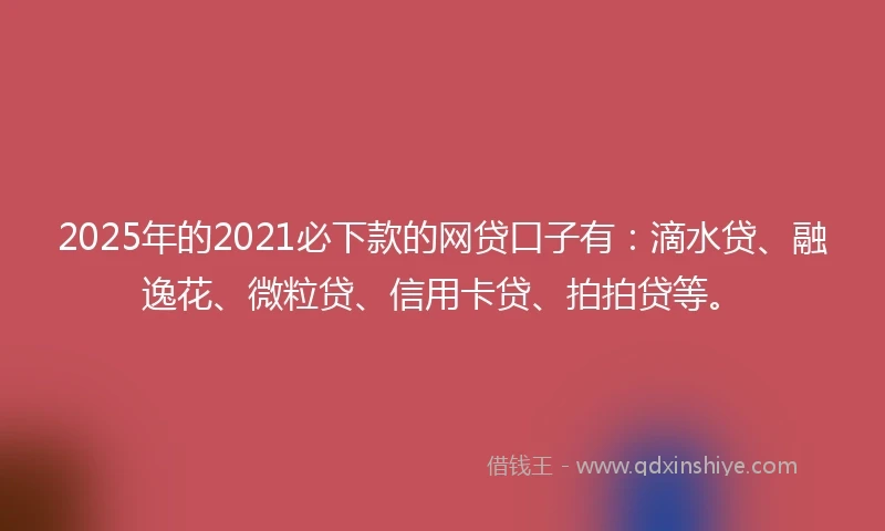 2025年的2021必下款的网贷口子有：滴水贷、融逸花、微粒贷、信用卡贷、拍拍贷等。