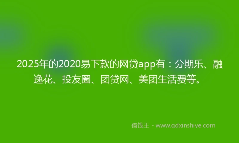 2025年的2020易下款的网贷app有：分期乐、融逸花、投友圈、团贷网、美团生活费等。