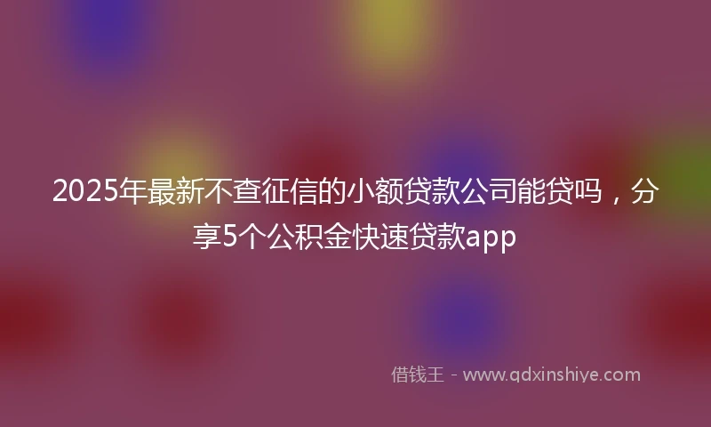 2025年最新不查征信的小额贷款公司能贷吗，分享5个公积金快速贷款app