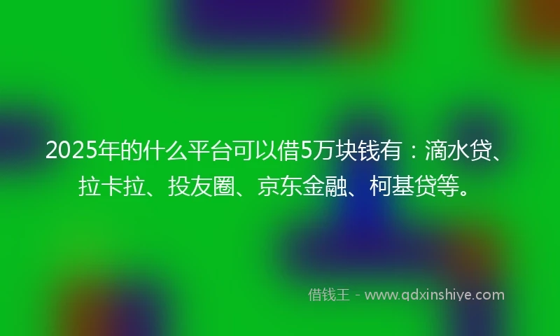 2025年的什么平台可以借5万块钱有：滴水贷、拉卡拉、投友圈、京东金融、柯基贷等。