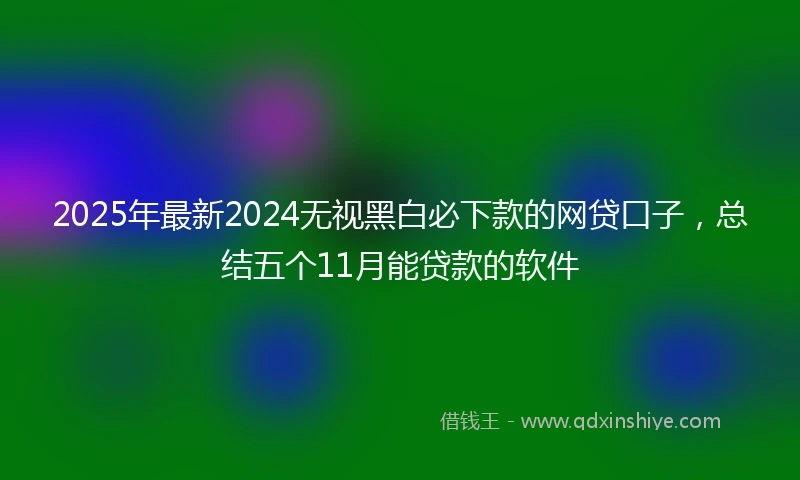 2025年最新2024无视黑白必下款的网贷口子，总结五个11月能贷款的软件
