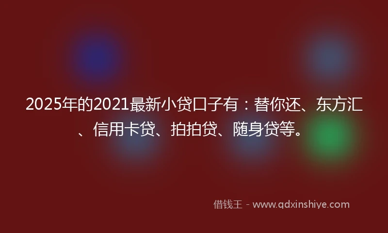 2025年的2021最新小贷口子有：替你还、东方汇、信用卡贷、拍拍贷、随身贷等。