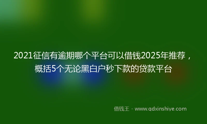2021征信有逾期哪个平台可以借钱2025年推荐，概括5个无论黑白户秒下款的贷款平台