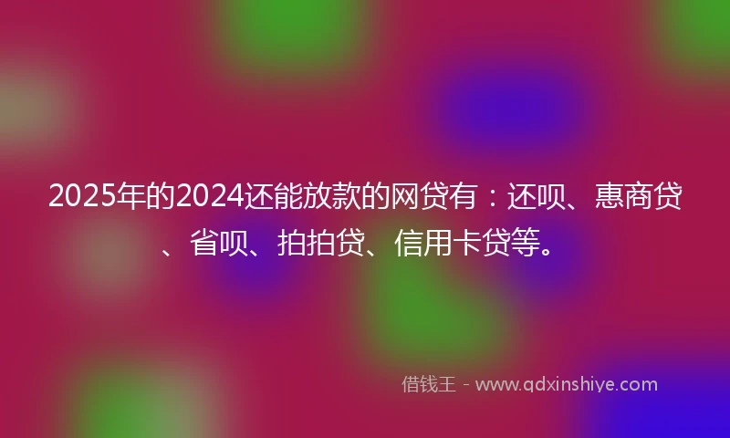 2025年的2024还能放款的网贷有：还呗、惠商贷、省呗、拍拍贷、信用卡贷等。