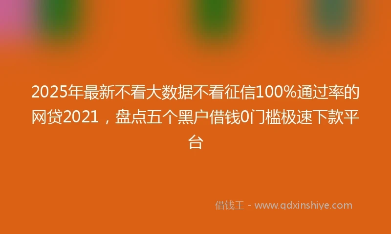 2025年最新不看大数据不看征信100%通过率的网贷2021，盘点五个黑户借钱0门槛极速下款平台