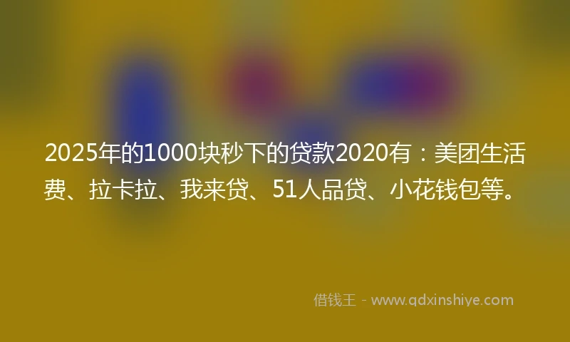 2025年的1000块秒下的贷款2020有：美团生活费、拉卡拉、我来贷、51人品贷、小花钱包等。