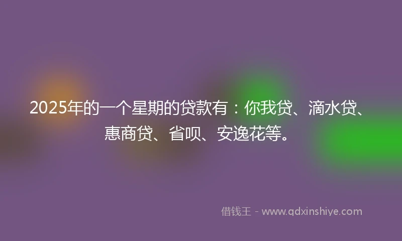 2025年的一个星期的贷款有：你我贷、滴水贷、惠商贷、省呗、安逸花等。