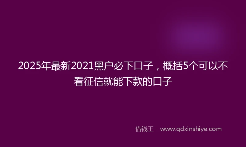 2025年最新2021黑户必下口子，概括5个可以不看征信就能下款的口子
