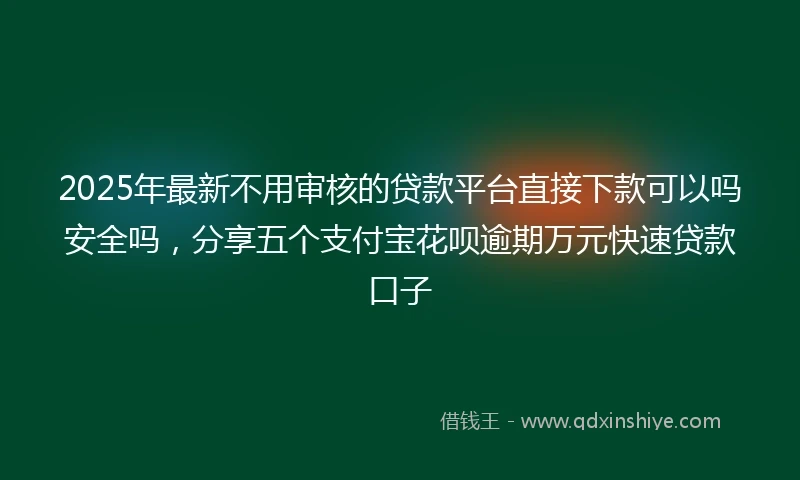 2025年最新不用审核的贷款平台直接下款可以吗安全吗，分享五个支付宝花呗逾期万元快速贷款口子