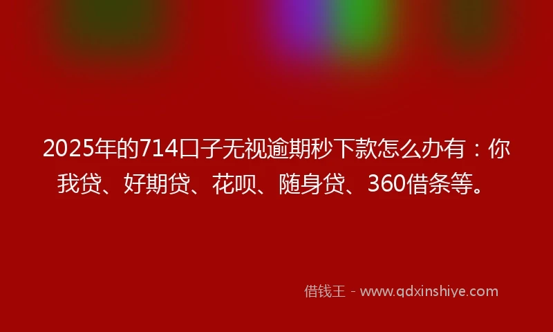 2025年的714口子无视逾期秒下款怎么办有：你我贷、好期贷、花呗、随身贷、360借条等。