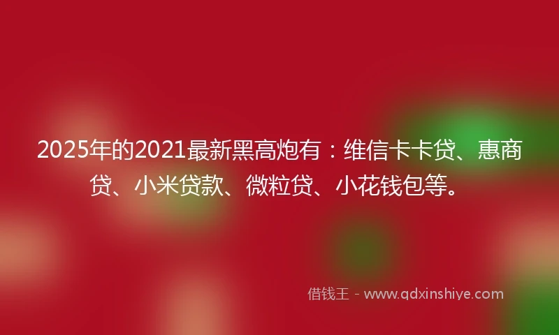 2025年的2021最新黑高炮有：维信卡卡贷、惠商贷、小米贷款、微粒贷、小花钱包等。