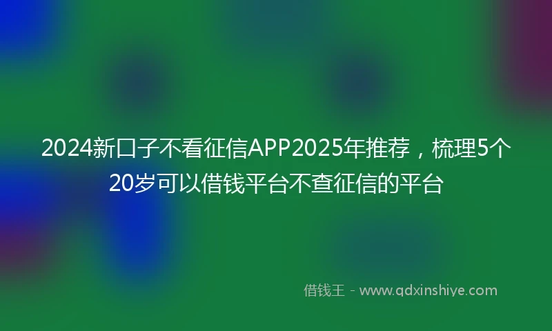 2024新口子不看征信APP2025年推荐，梳理5个20岁可以借钱平台不查征信的平台
