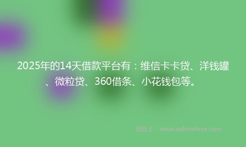 2025年的14天借款平台有：维信卡卡贷、洋钱罐、微粒贷、360借条、小花钱包等。