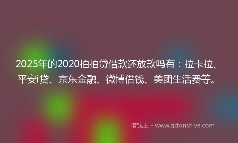 2025年的2020拍拍贷借款还放款吗有：拉卡拉、平安i贷、京东金融、微博借钱、美团生活费等。