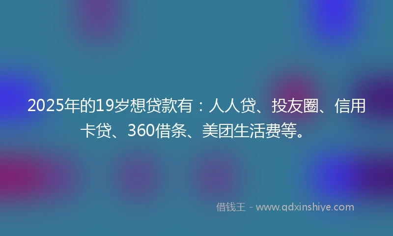 2025年的19岁想贷款有：人人贷、投友圈、信用卡贷、360借条、美团生活费等。
