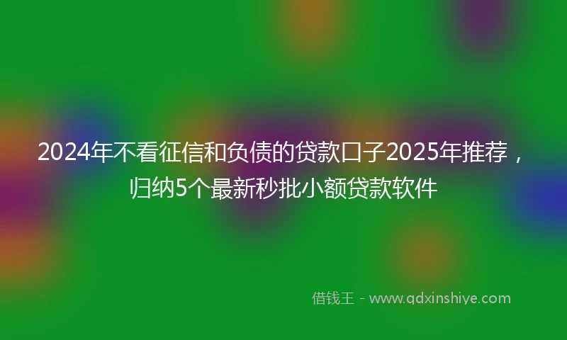 2024年不看征信和负债的贷款口子2025年推荐，归纳5个最新秒批小额贷款软件