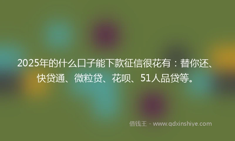 2025年的什么口子能下款征信很花有：替你还、快贷通、微粒贷、花呗、51人品贷等。