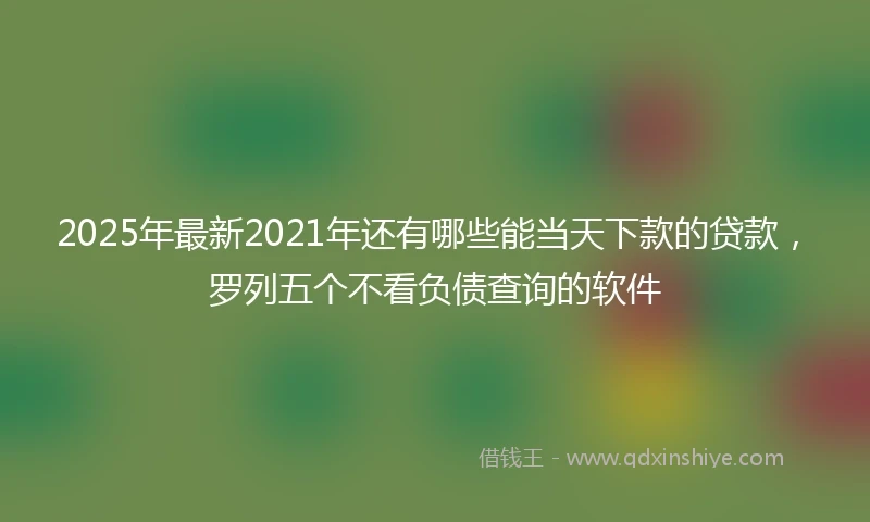 2025年最新2021年还有哪些能当天下款的贷款，罗列五个不看负债查询的软件