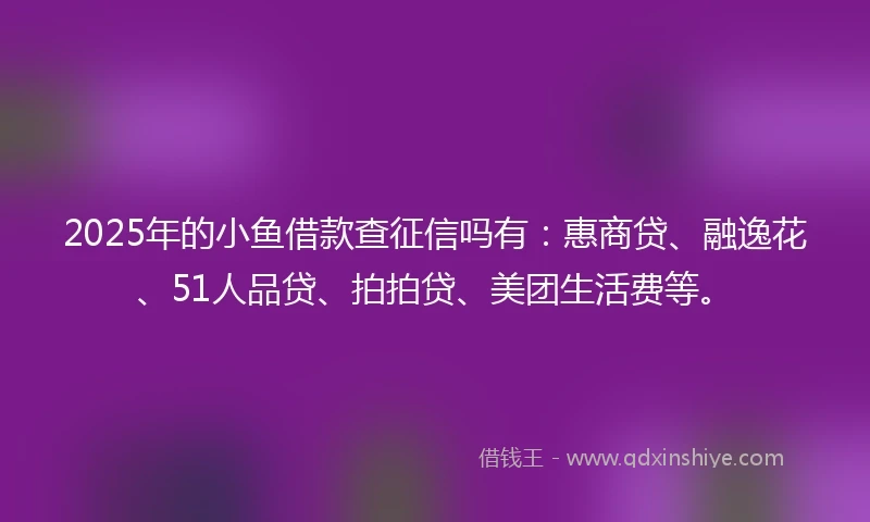 2025年的小鱼借款查征信吗有：惠商贷、融逸花、51人品贷、拍拍贷、美团生活费等。