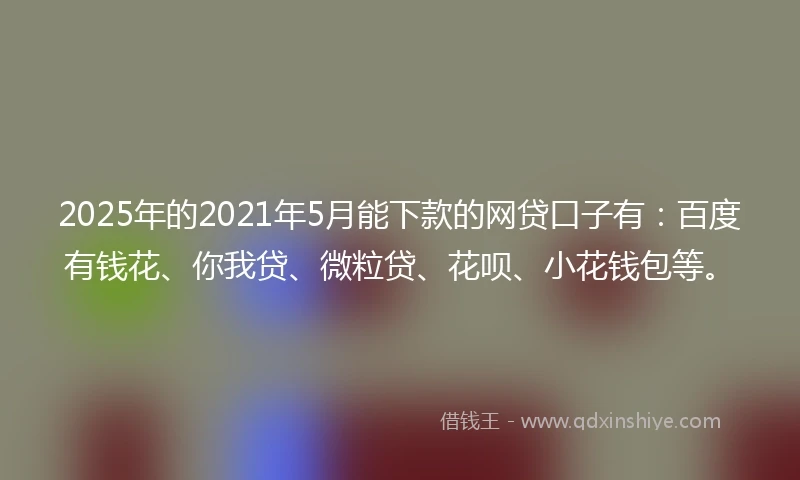 2025年的2021年5月能下款的网贷口子有：百度有钱花、你我贷、微粒贷、花呗、小花钱包等。