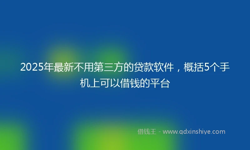 2025年最新不用第三方的贷款软件，概括5个手机上可以借钱的平台