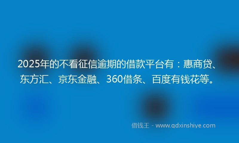 2025年的不看征信逾期的借款平台有：惠商贷、东方汇、京东金融、360借条、百度有钱花等。