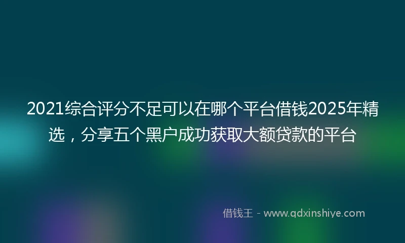 2021综合评分不足可以在哪个平台借钱2025年精选，分享五个黑户成功获取大额贷款的平台
