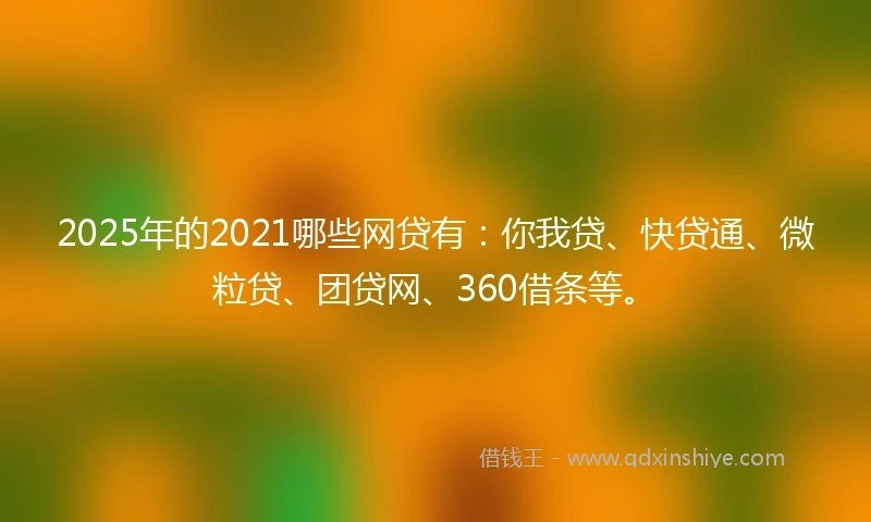 2025年的2021哪些网贷有：你我贷、快贷通、微粒贷、团贷网、360借条等。