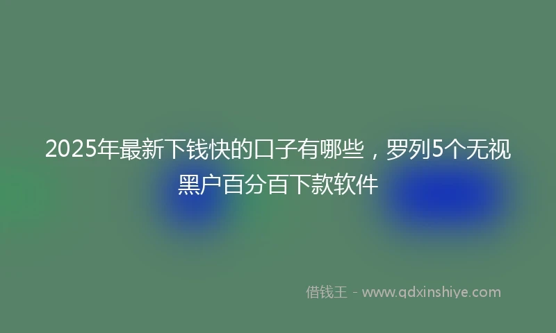 2025年最新下钱快的口子有哪些，罗列5个无视黑户百分百下款软件
